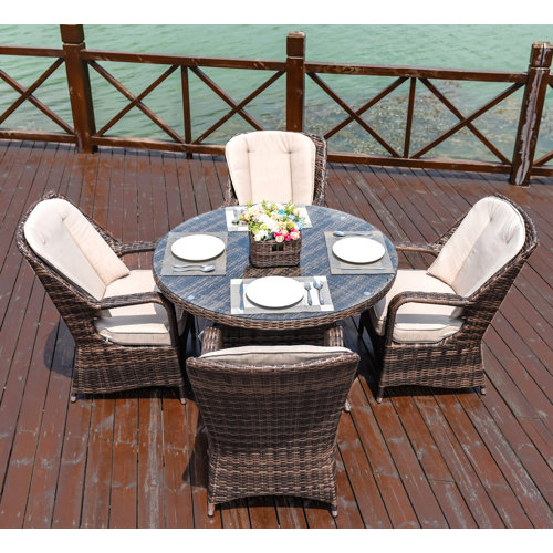 Four Person Wicker & Rattan Patio Dining Sets You'll Love | Wayfair